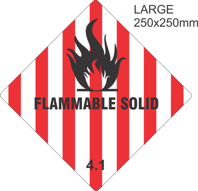 Flammable Solid 4.1Large Vinyl Single Labels - Class 4. Flammable ...