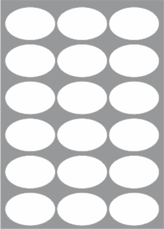 18 Labels per sheet 65mm x 43mm Oval x100 sheets