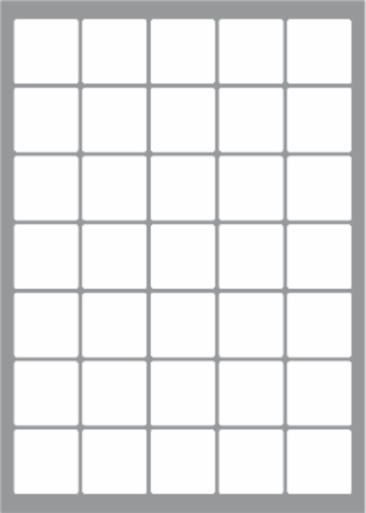 35 Labels per sheet 38x38mm x100 sheets