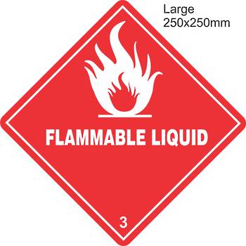 Flammable Liquid 3 Large Vinyl Single Labels - Class 3. Flammable ...